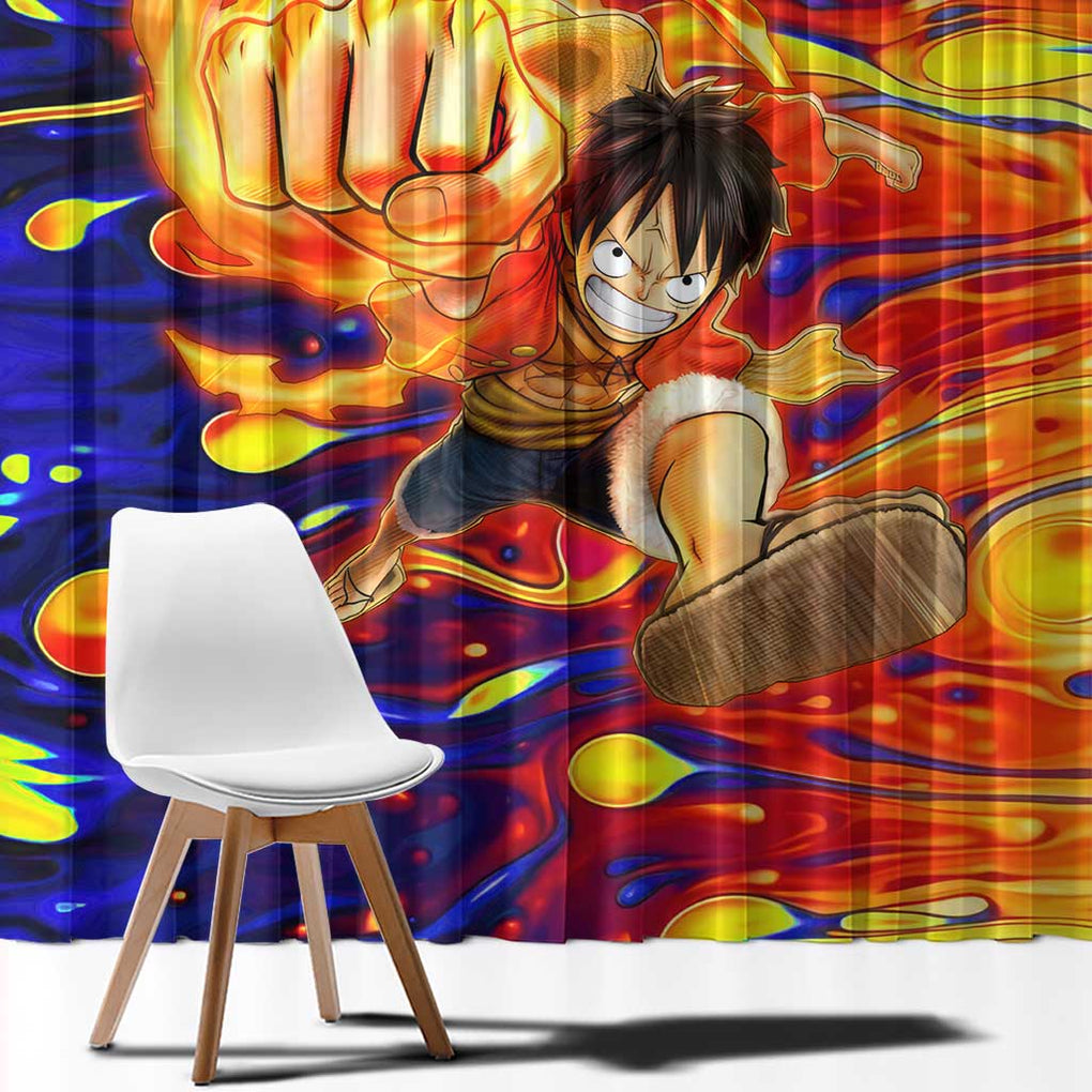 One Piece Trippy Luffy Window Curtain Anime Mid Trippy Style