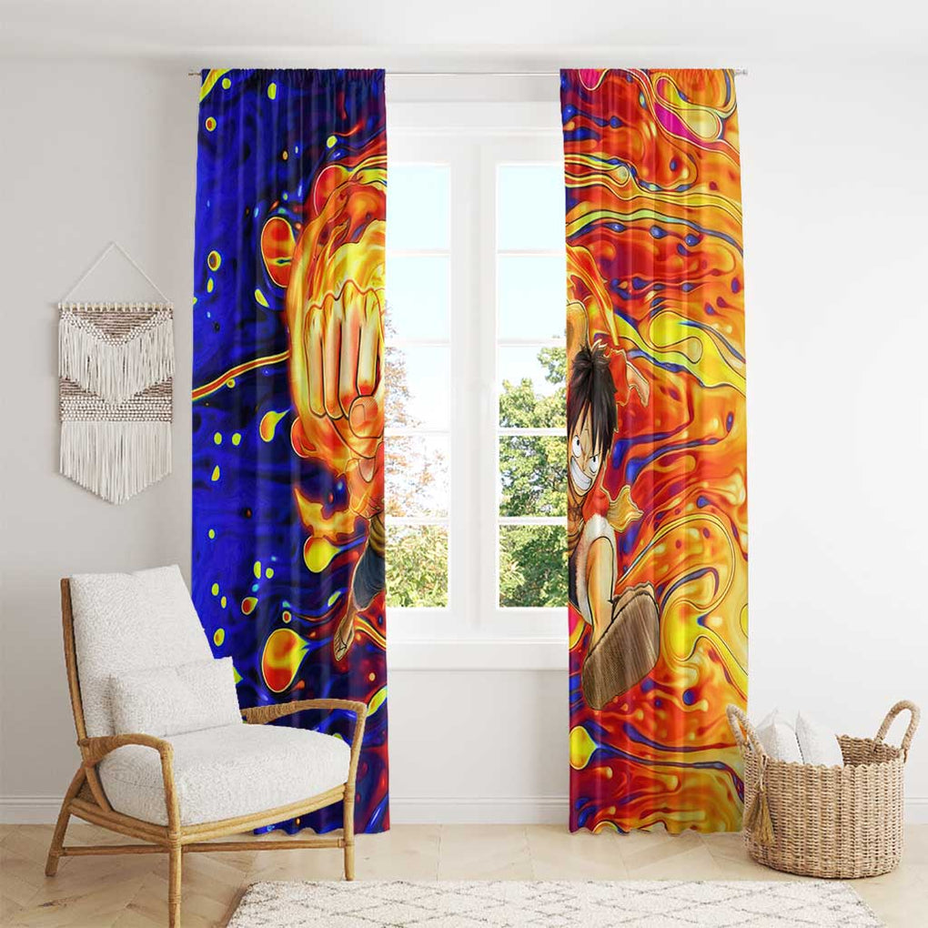 One Piece Trippy Luffy Window Curtain Anime Mid Trippy Style