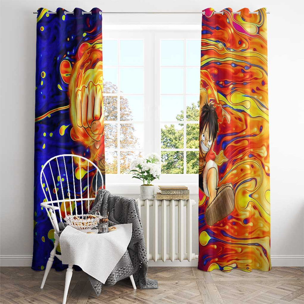 One Piece Trippy Luffy Window Curtain Anime Mid Trippy Style