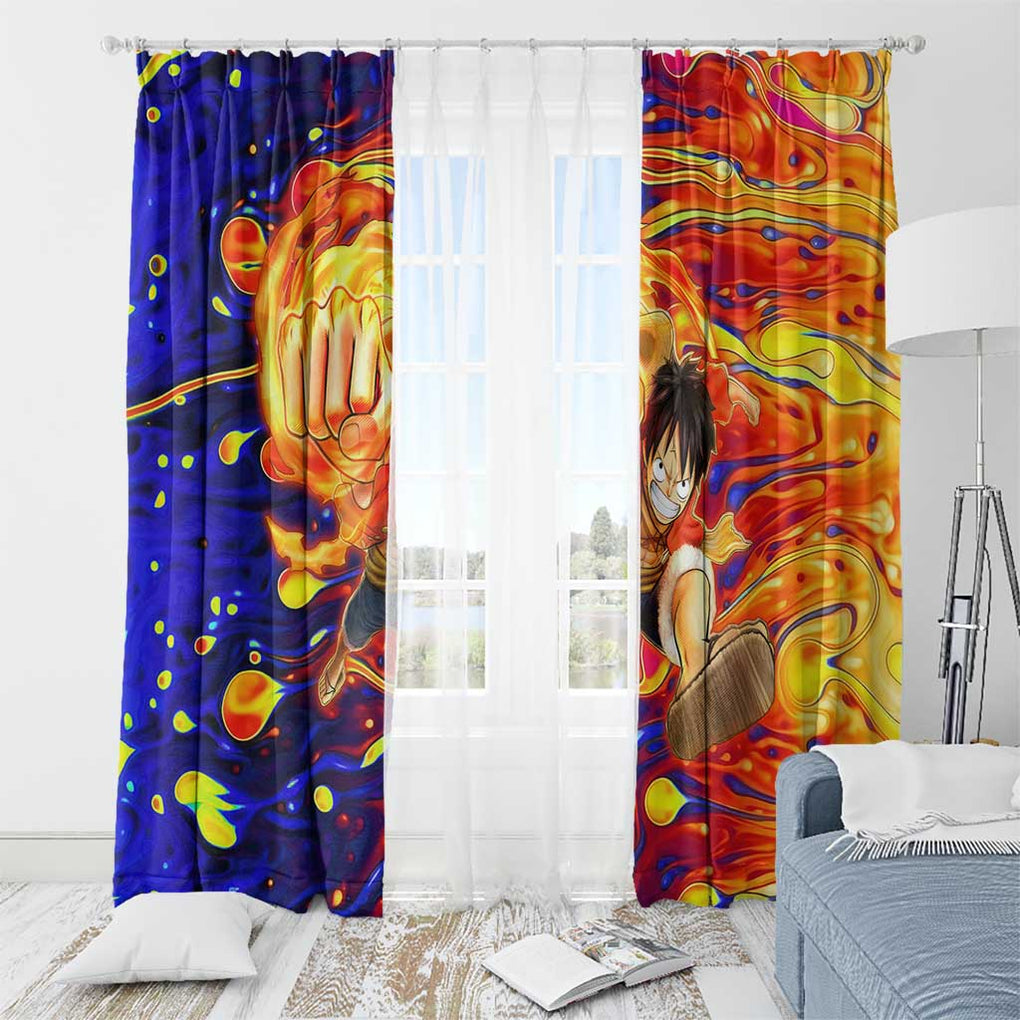 One Piece Trippy Luffy Window Curtain Anime Mid Trippy Style