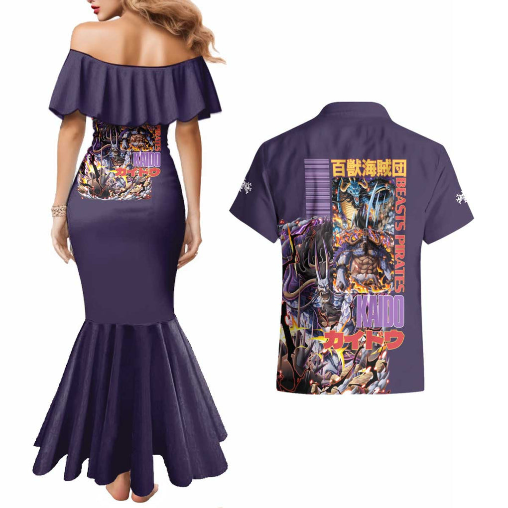 Kaido V2 One Piece Couples Matching Mermaid Dress and Hawaiian Shirt Anime Style