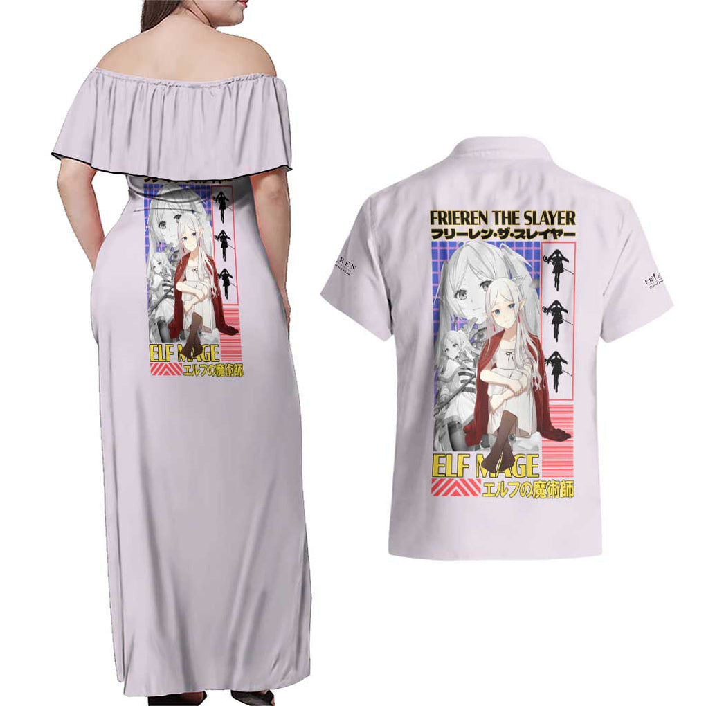 Frieren -  Frieren Beyond Journey’s End Couples Matching Off Shoulder Maxi Dress and Hawaiian Shirt Anime Art Style