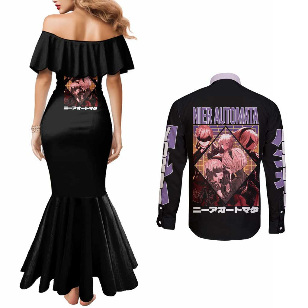 Yorha Units Nier Automata Couples Matching Mermaid Dress and Long Sleeve Button Shirt Game Mix Anime Style