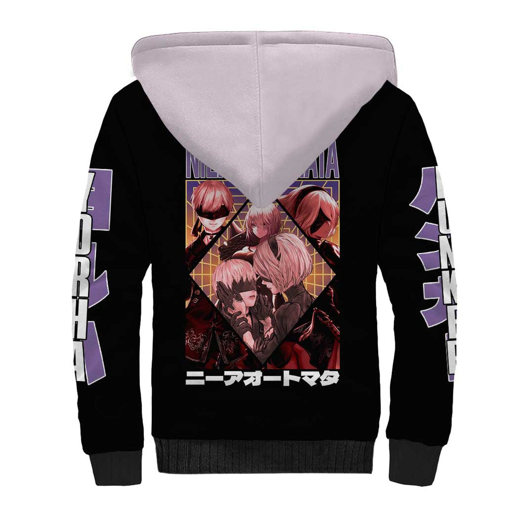 Yorha Units Nier Automata Sherpa Hoodie Game Mix Anime Style