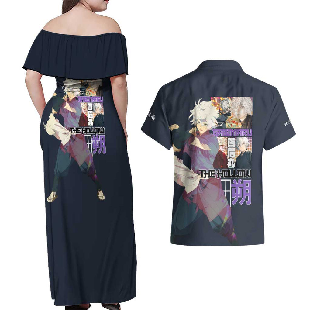 Gabimaru Hell’s Paradise Couples Matching Off Shoulder Maxi Dress and Hawaiian Shirt Anime Style