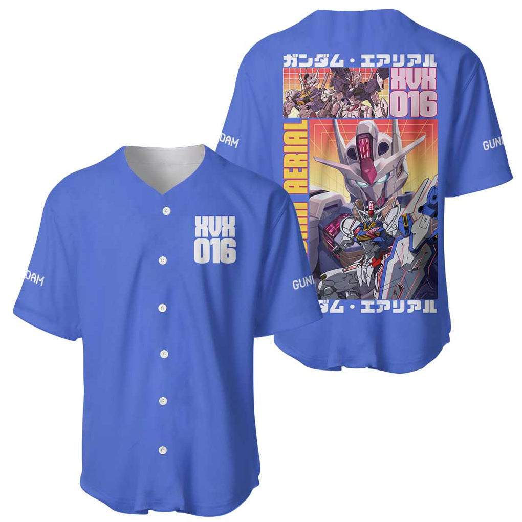 Aerial Gundam Witch from Mercury Baseball Jersey Anime Style