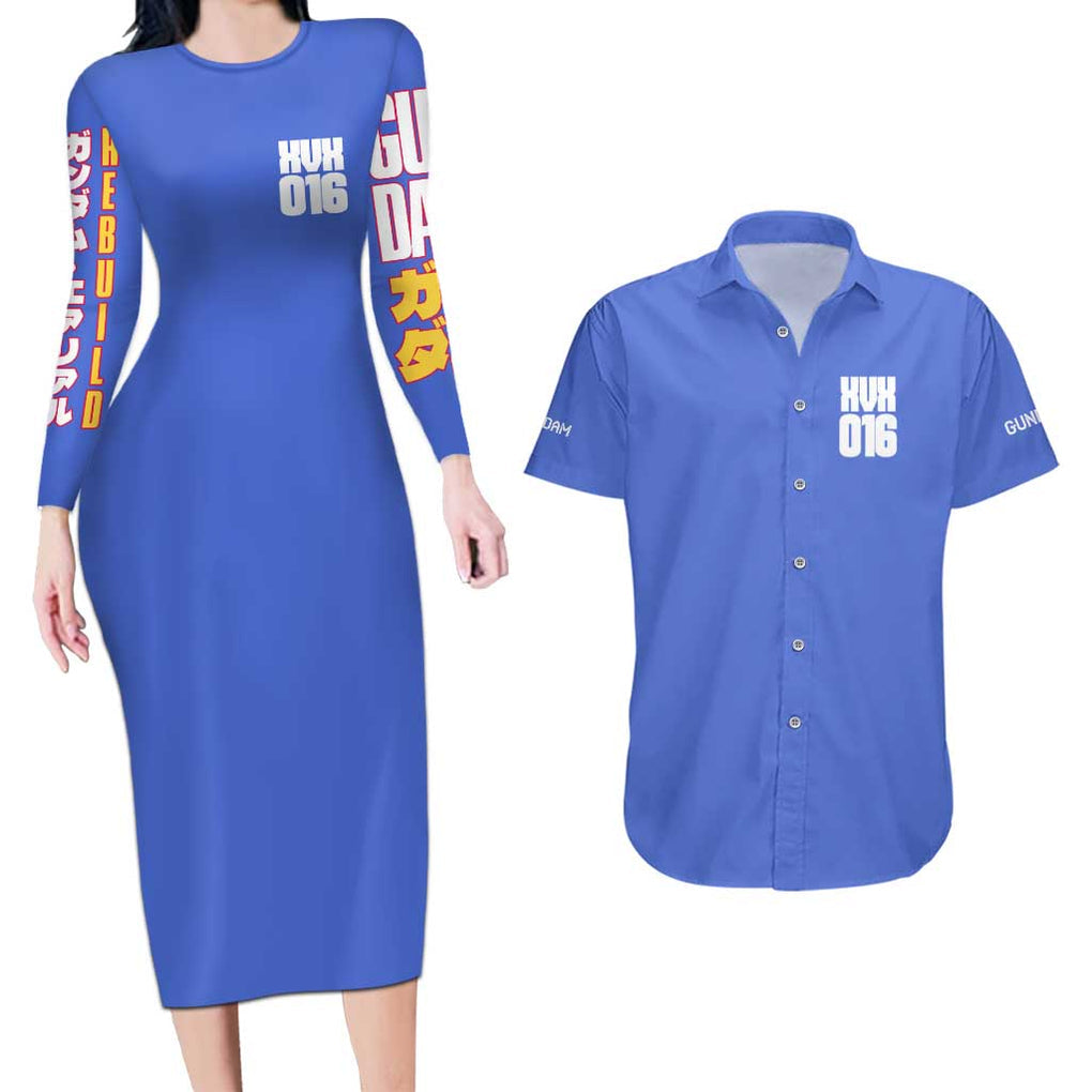Aerial Gundam Witch from Mercury Couples Matching Long Sleeve Bodycon Dress and Hawaiian Shirt Anime Style