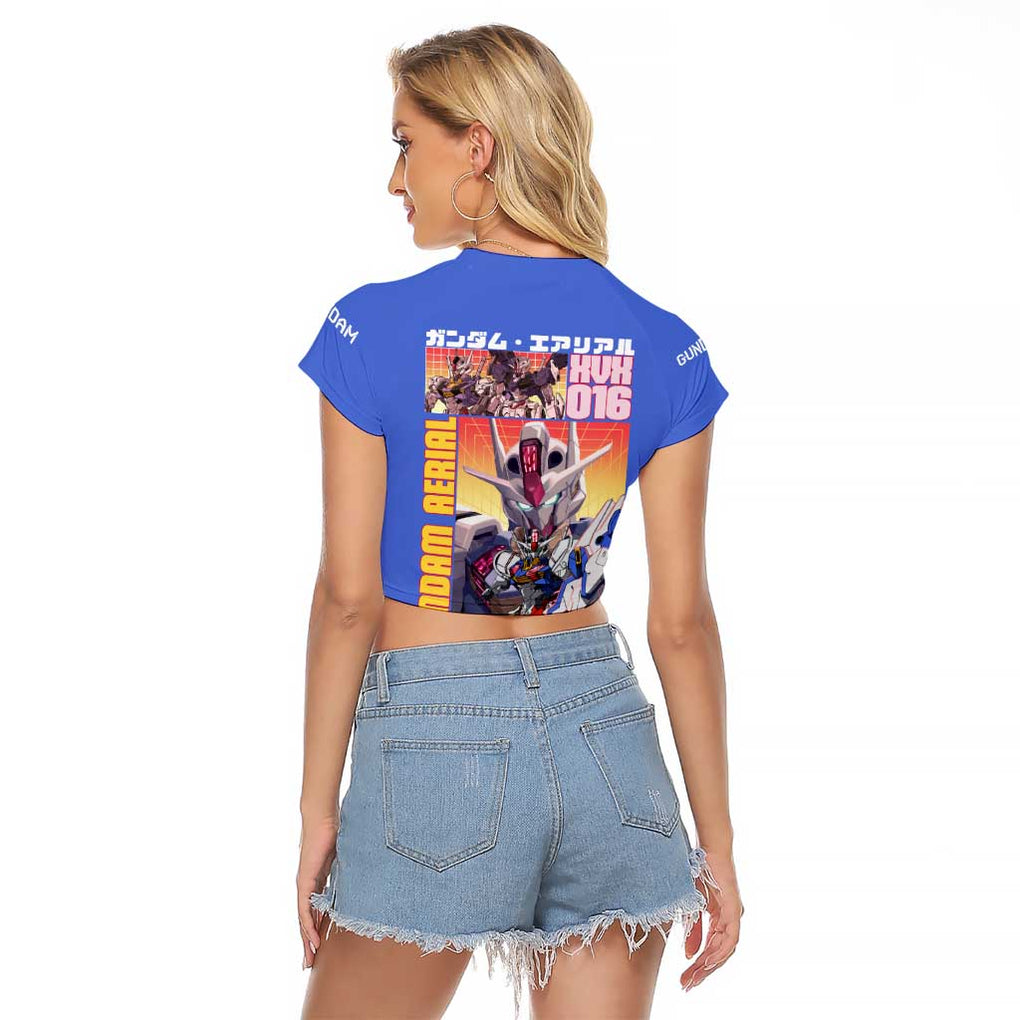 Aerial Gundam Witch from Mercury Raglan Cropped T Shirt Anime Style
