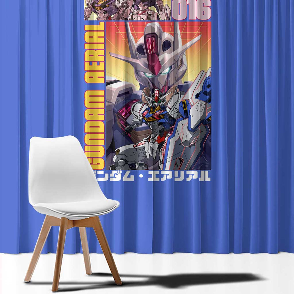 Aerial Gundam Witch from Mercury Window Curtain Anime Style