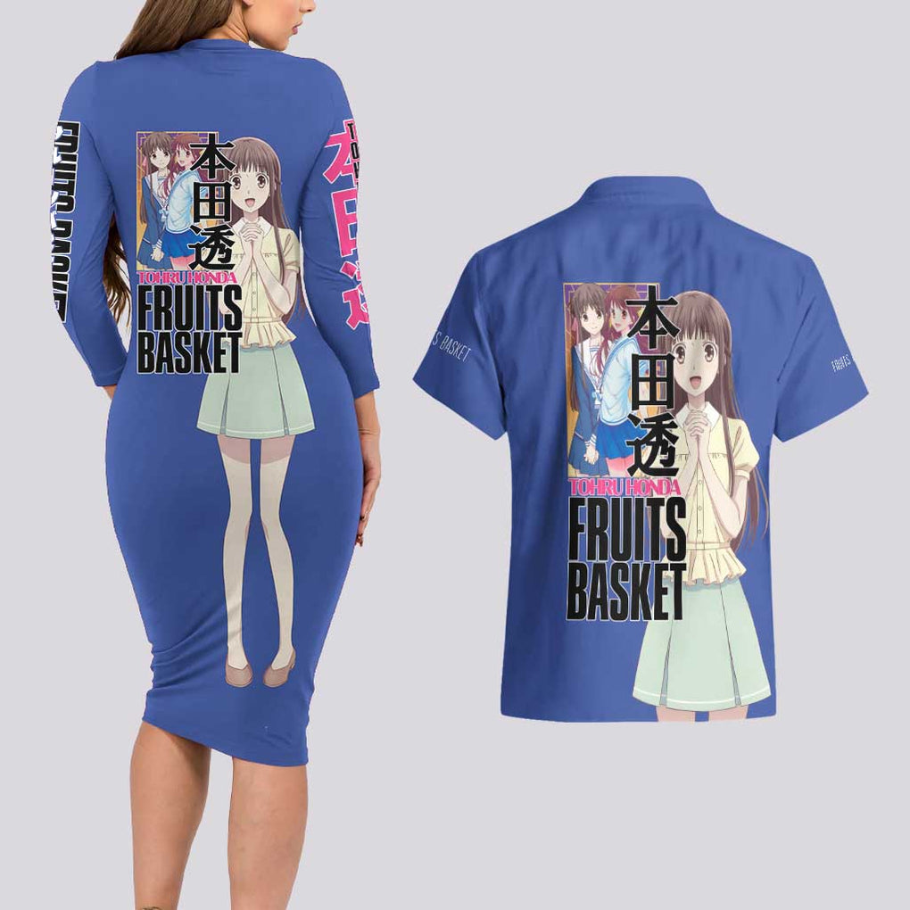 Tohru Honda Fruits Basket Couples Matching Long Sleeve Bodycon Dress and Hawaiian Shirt Anime Style