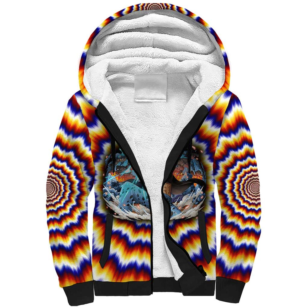 One Piece Fractal Explosion Trafalgar Law Sherpa Hoodie Fractal Explosion Style
