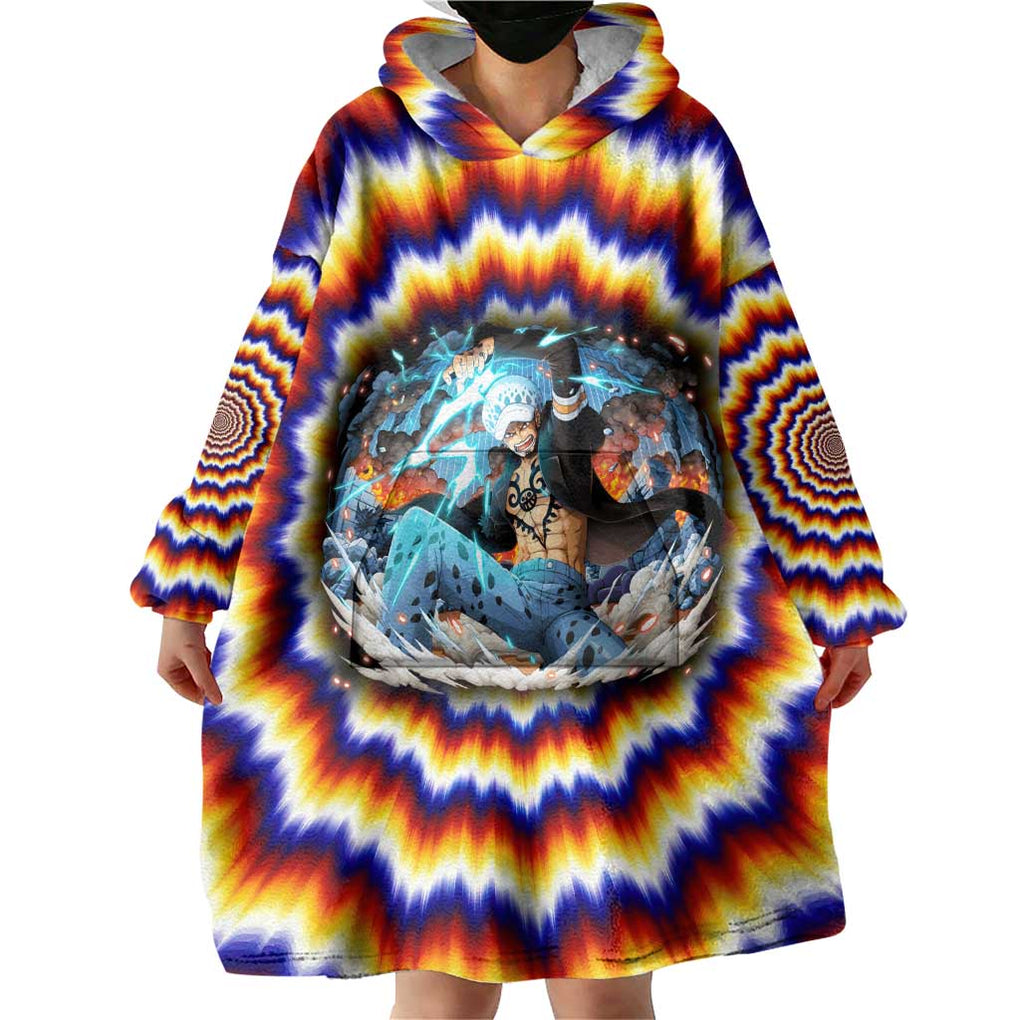 One Piece Fractal Explosion Trafalgar Law Wearable Blanket Hoodie Fractal Explosion Style