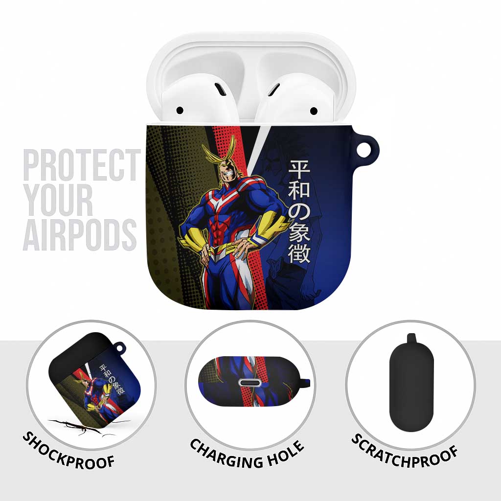 All Might Dual Form AirPods Case Japanese Comic Book Style