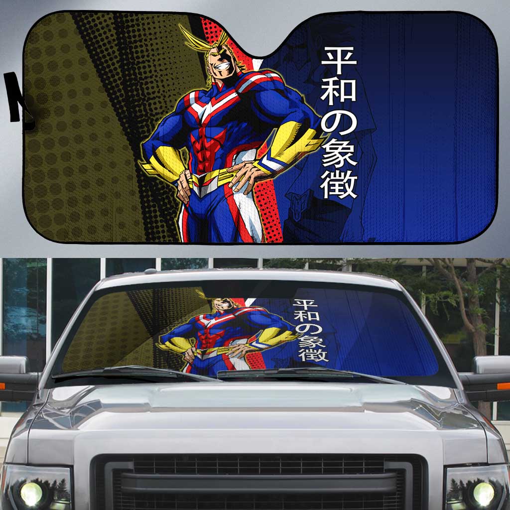 All Might Dual Form Auto Sun Shade Japanese Comic Book Style