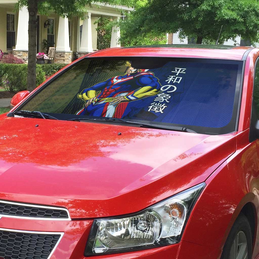 All Might Dual Form Auto Sun Shade Japanese Comic Book Style