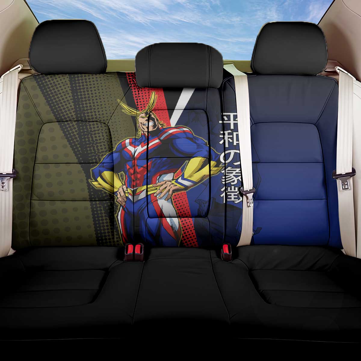 All Might Dual Form Back Car Seat Cover Japanese Comic Book Style