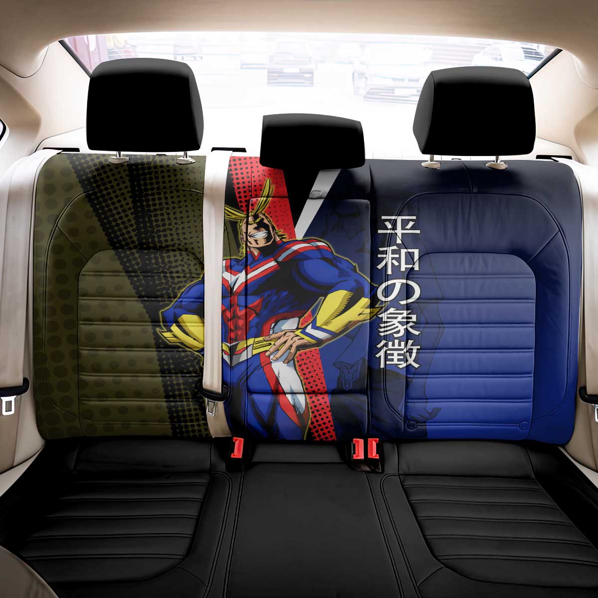 All Might Dual Form Back Car Seat Cover Japanese Comic Book Style