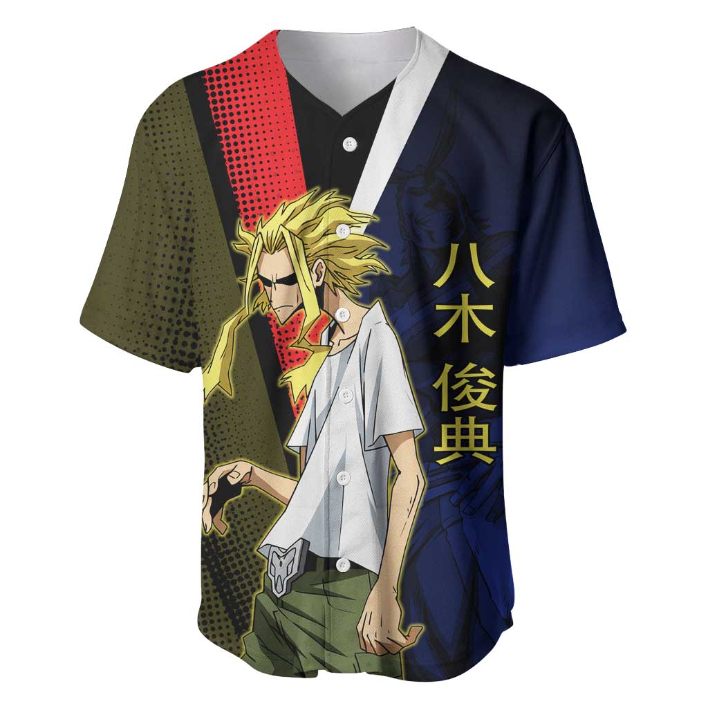 All Might Dual Form Baseball Jersey Japanese Comic Book Style