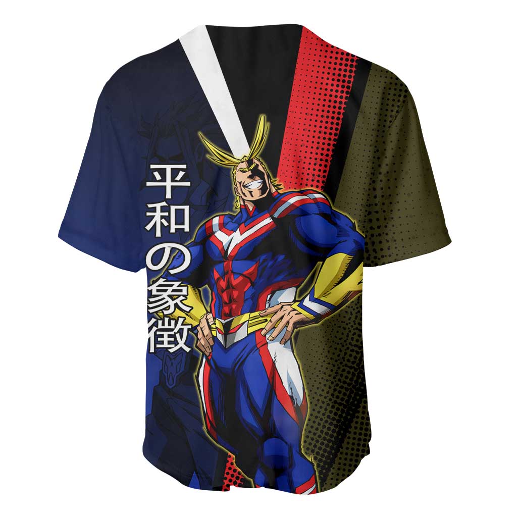 All Might Dual Form Baseball Jersey Japanese Comic Book Style