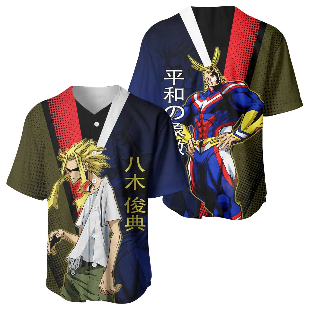 All Might Dual Form Baseball Jersey Japanese Comic Book Style