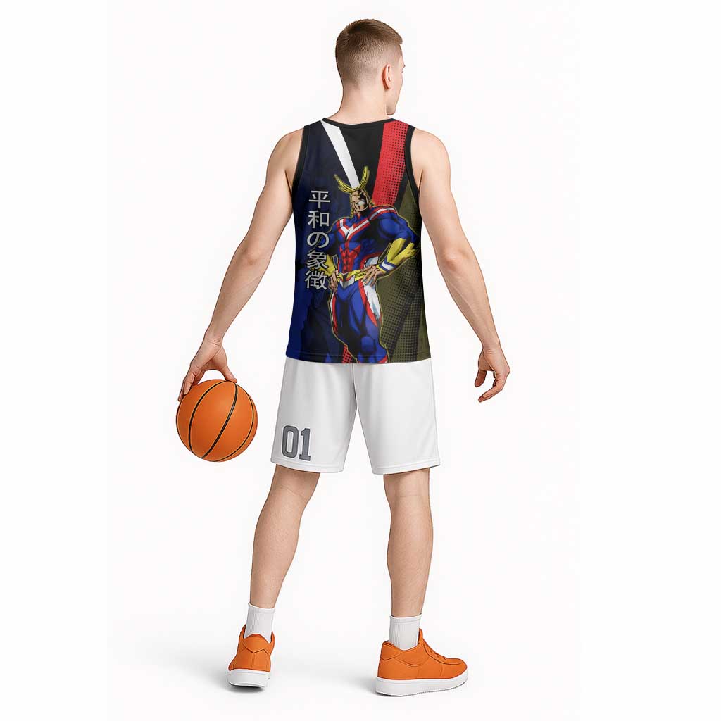 All Might Dual Form Basketball Jersey Japanese Comic Book Style