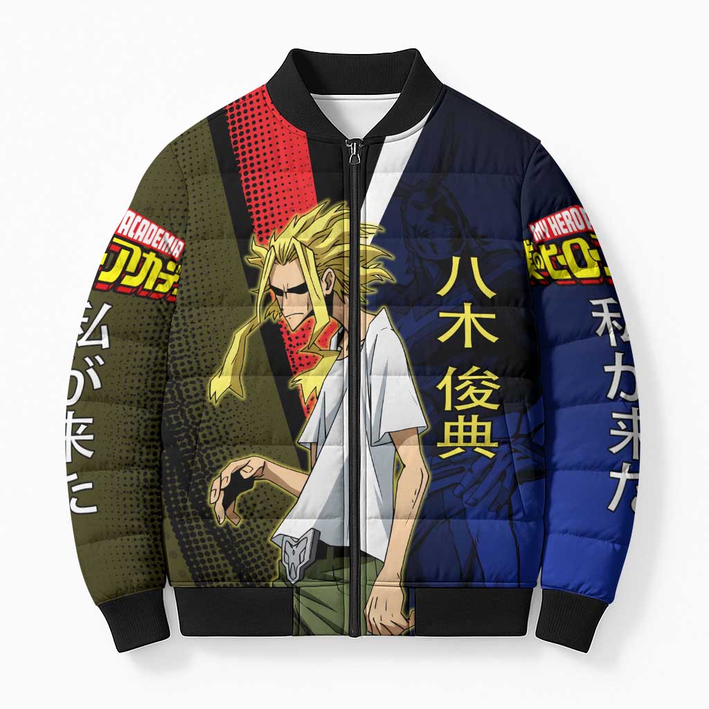 All Might Dual Form Bomber Puffer Jacket Japanese Comic Book Style