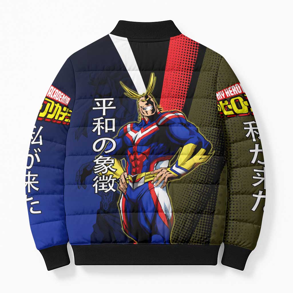 All Might Dual Form Bomber Puffer Jacket Japanese Comic Book Style