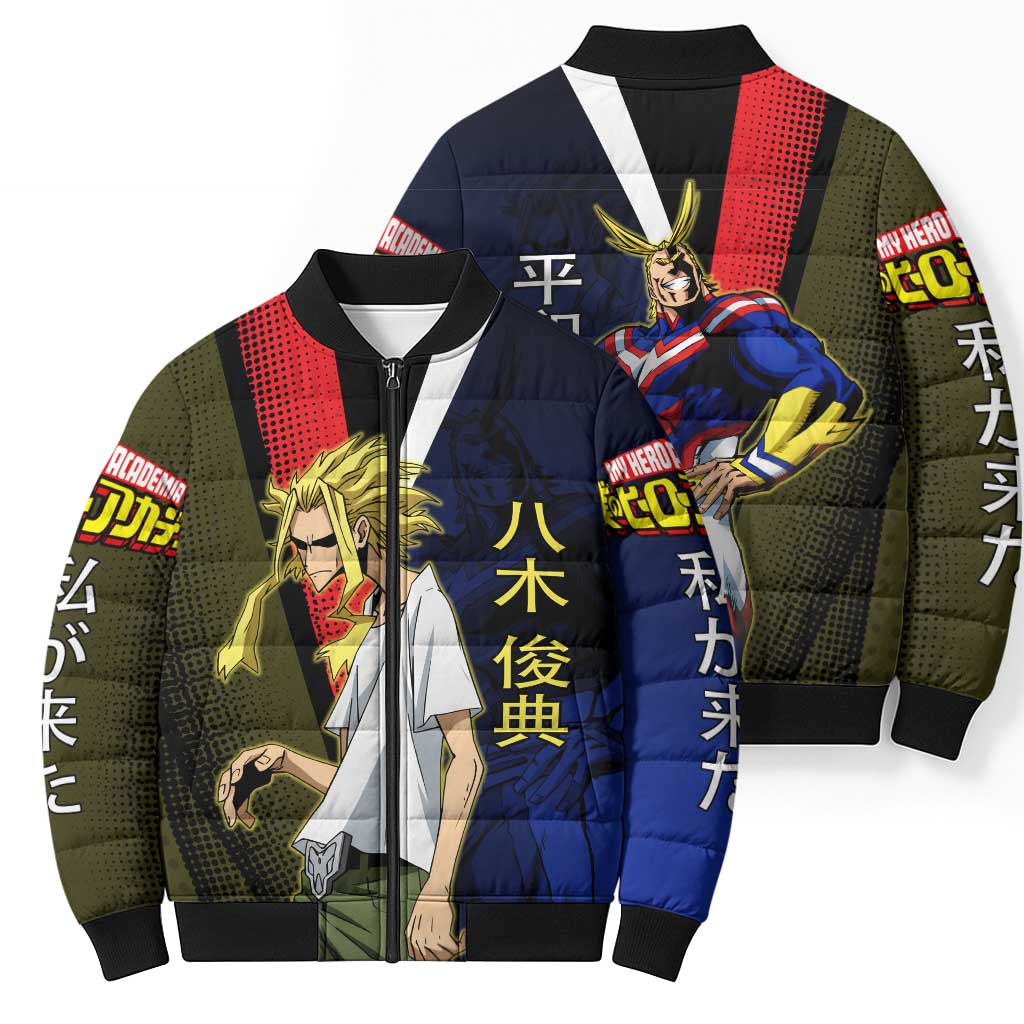 All Might Dual Form Bomber Puffer Jacket Japanese Comic Book Style