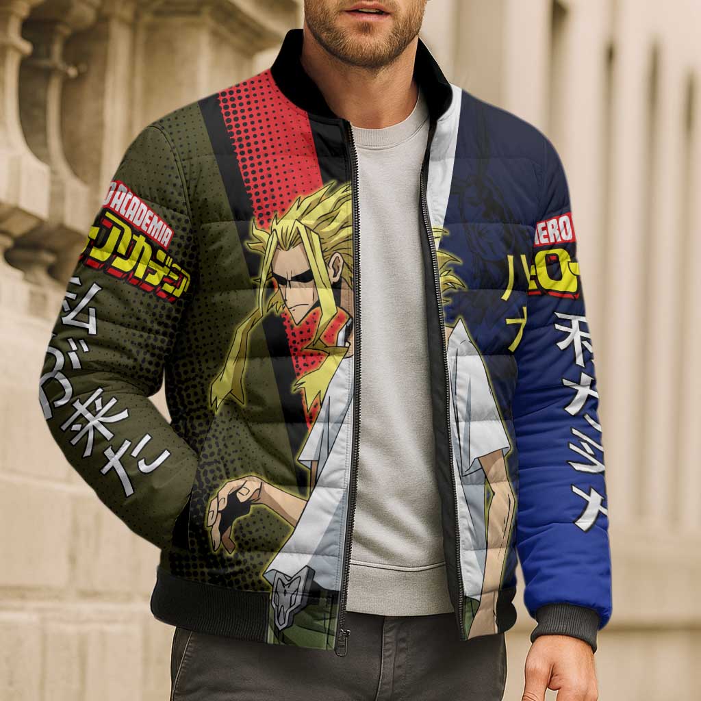 All Might Dual Form Bomber Puffer Jacket Japanese Comic Book Style