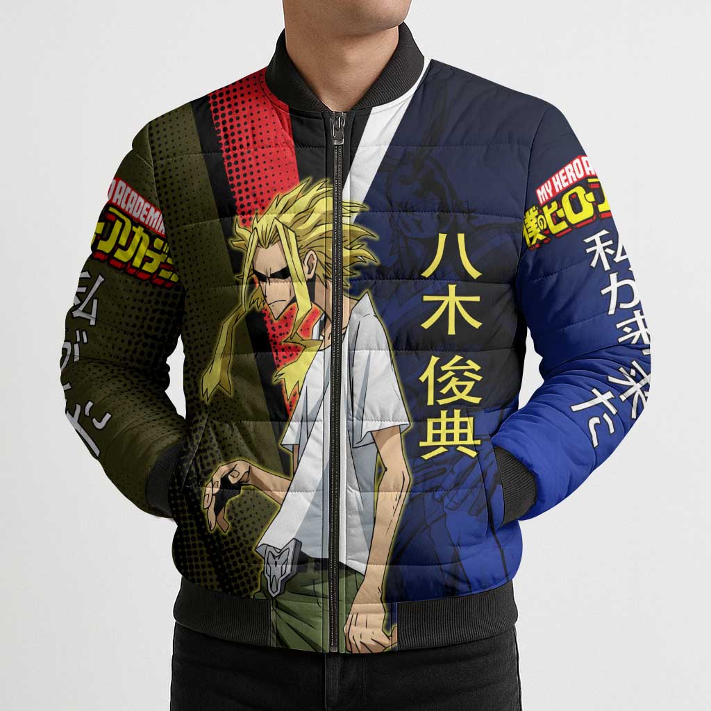 All Might Dual Form Bomber Puffer Jacket Japanese Comic Book Style