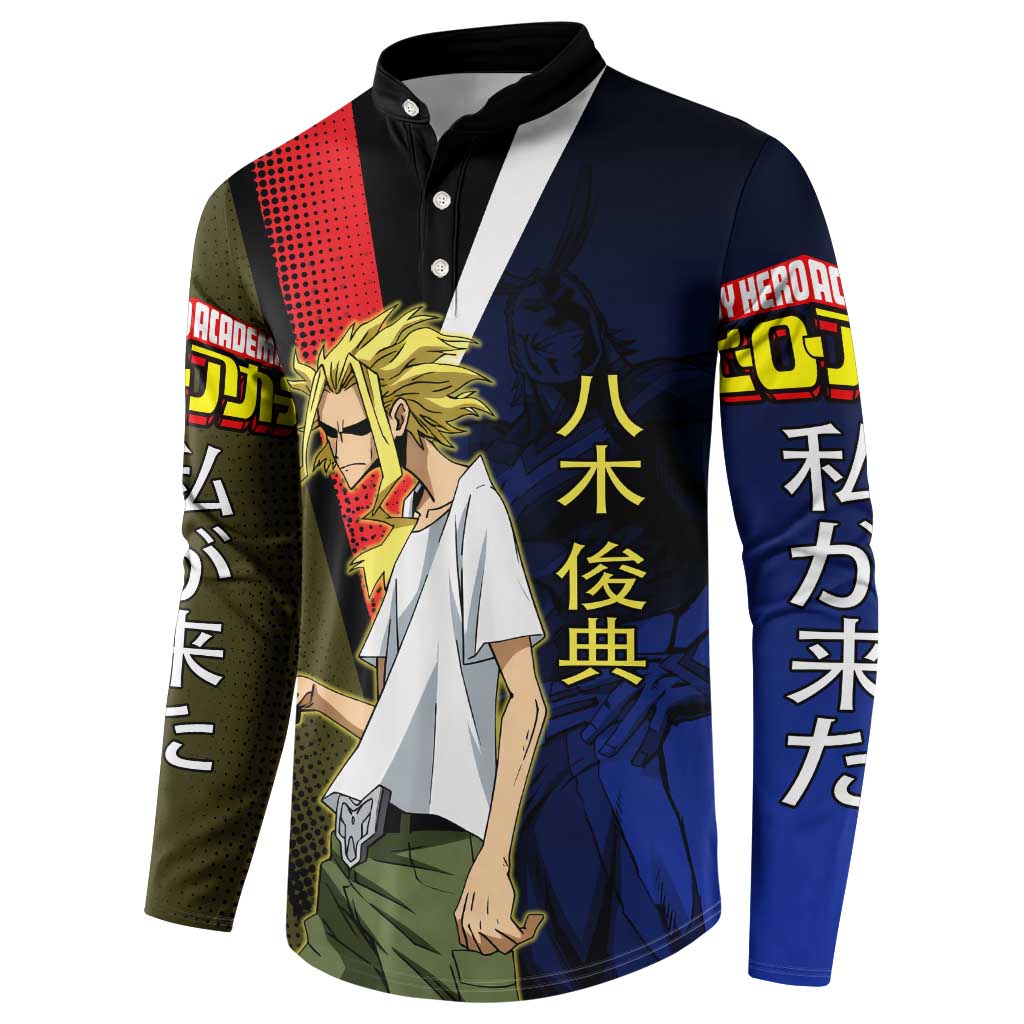 All Might Dual Form Button Sweatshirt Japanese Comic Book Style