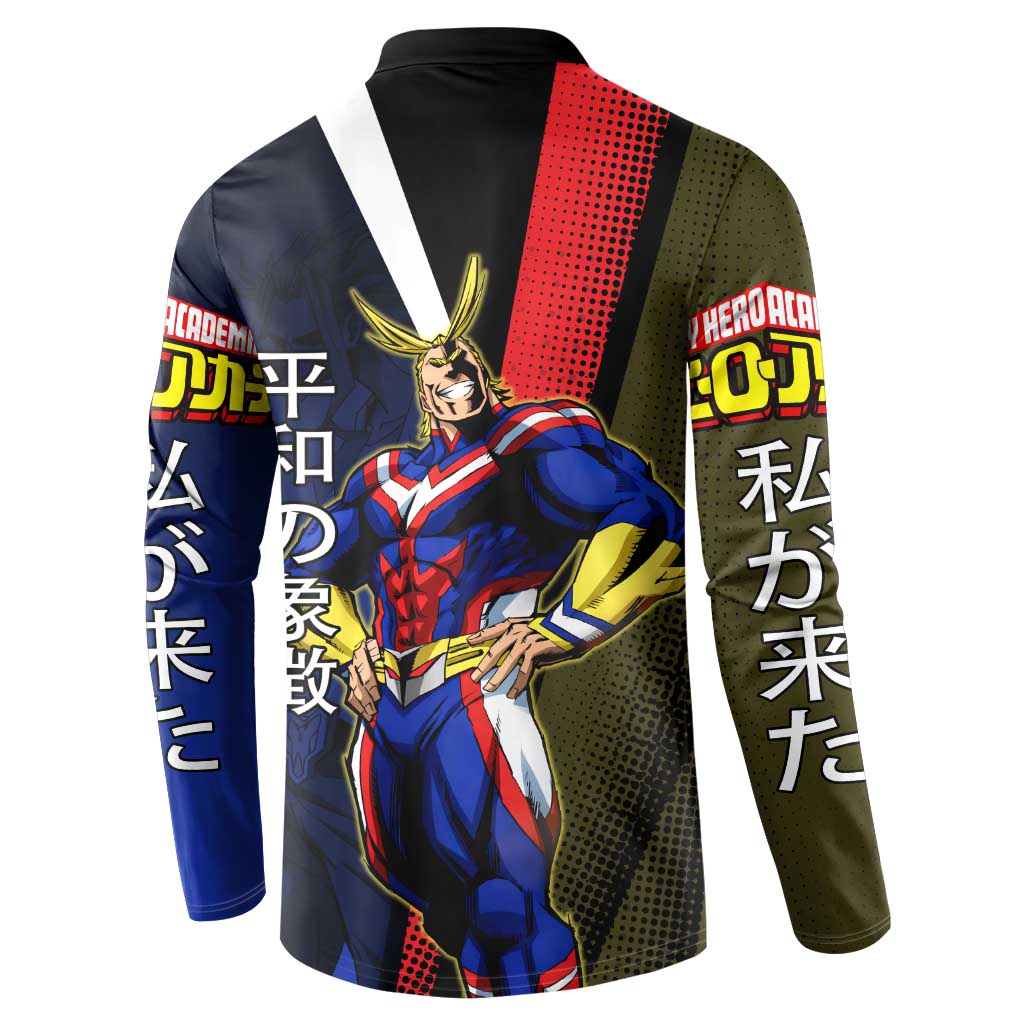 All Might Dual Form Button Sweatshirt Japanese Comic Book Style