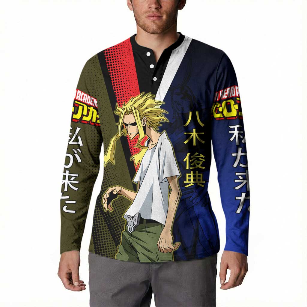 All Might Dual Form Button Sweatshirt Japanese Comic Book Style