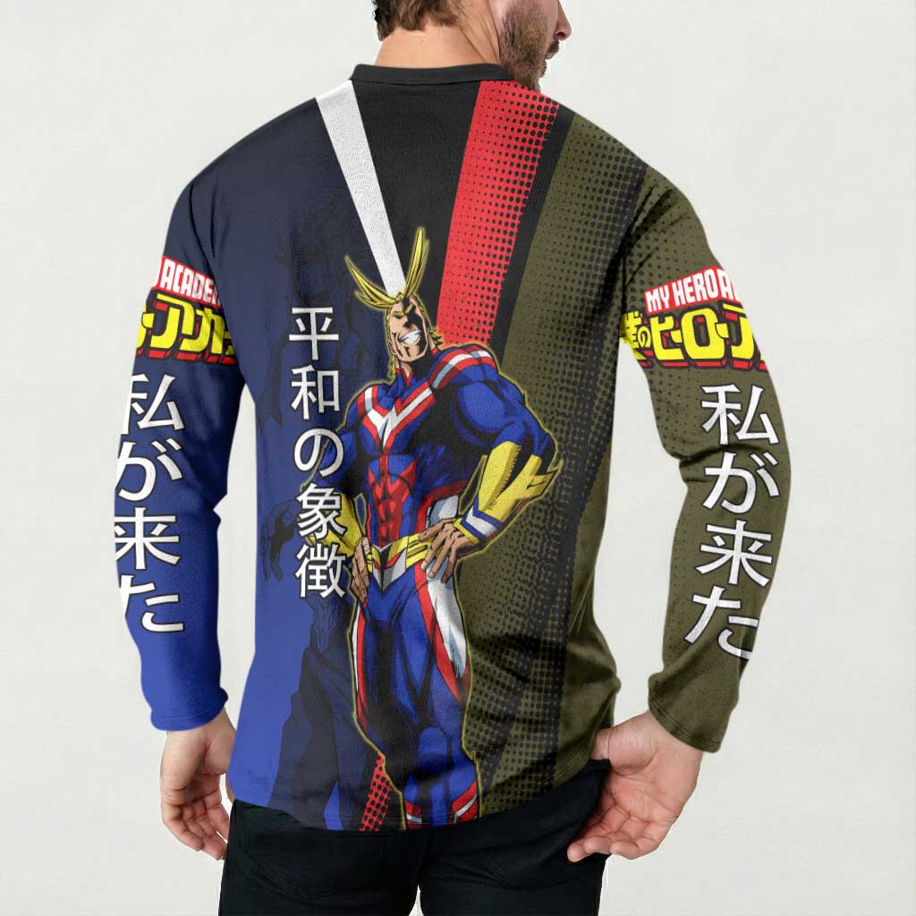 All Might Dual Form Button Sweatshirt Japanese Comic Book Style