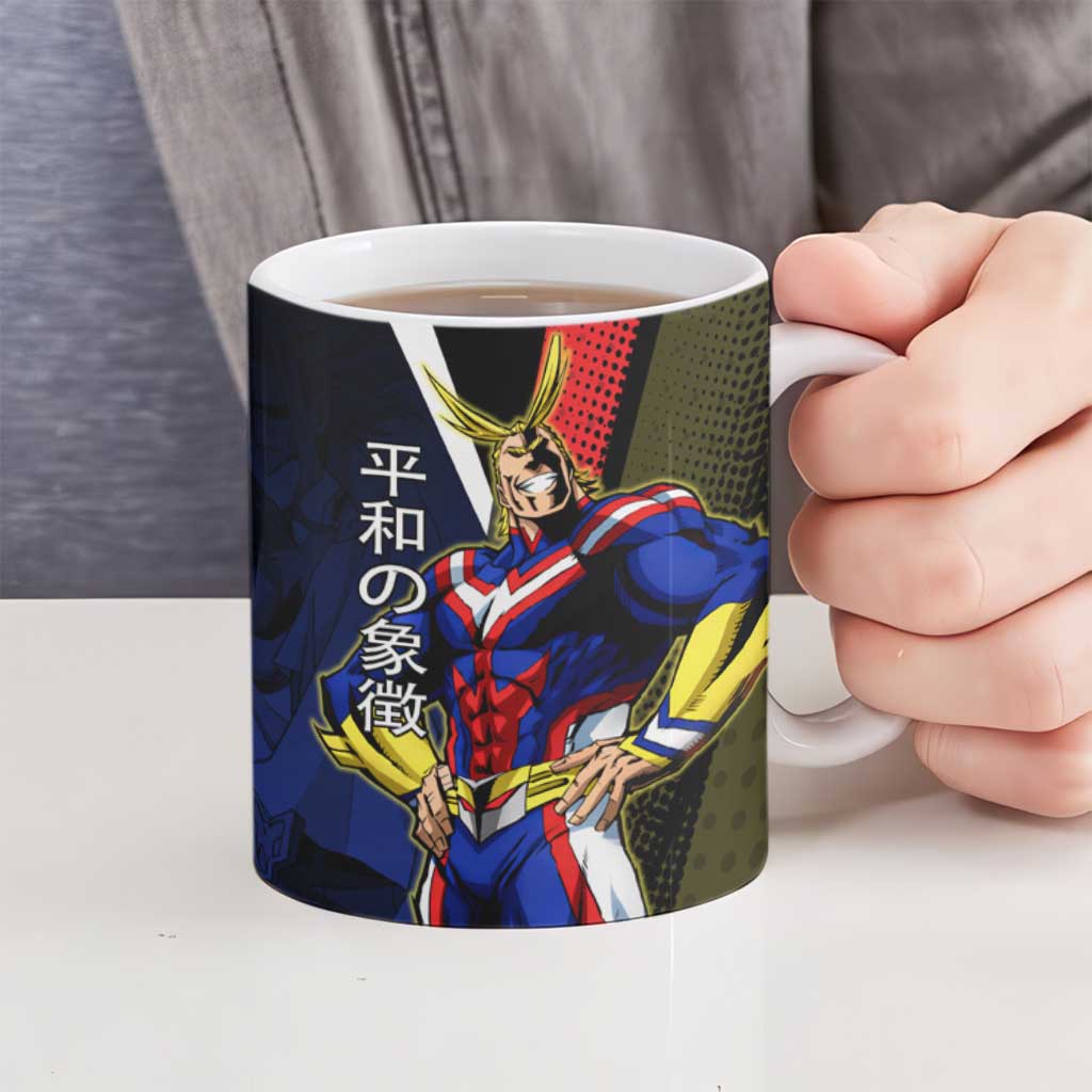 All Might Dual Form Ceramic Mug Japanese Comic Book Style