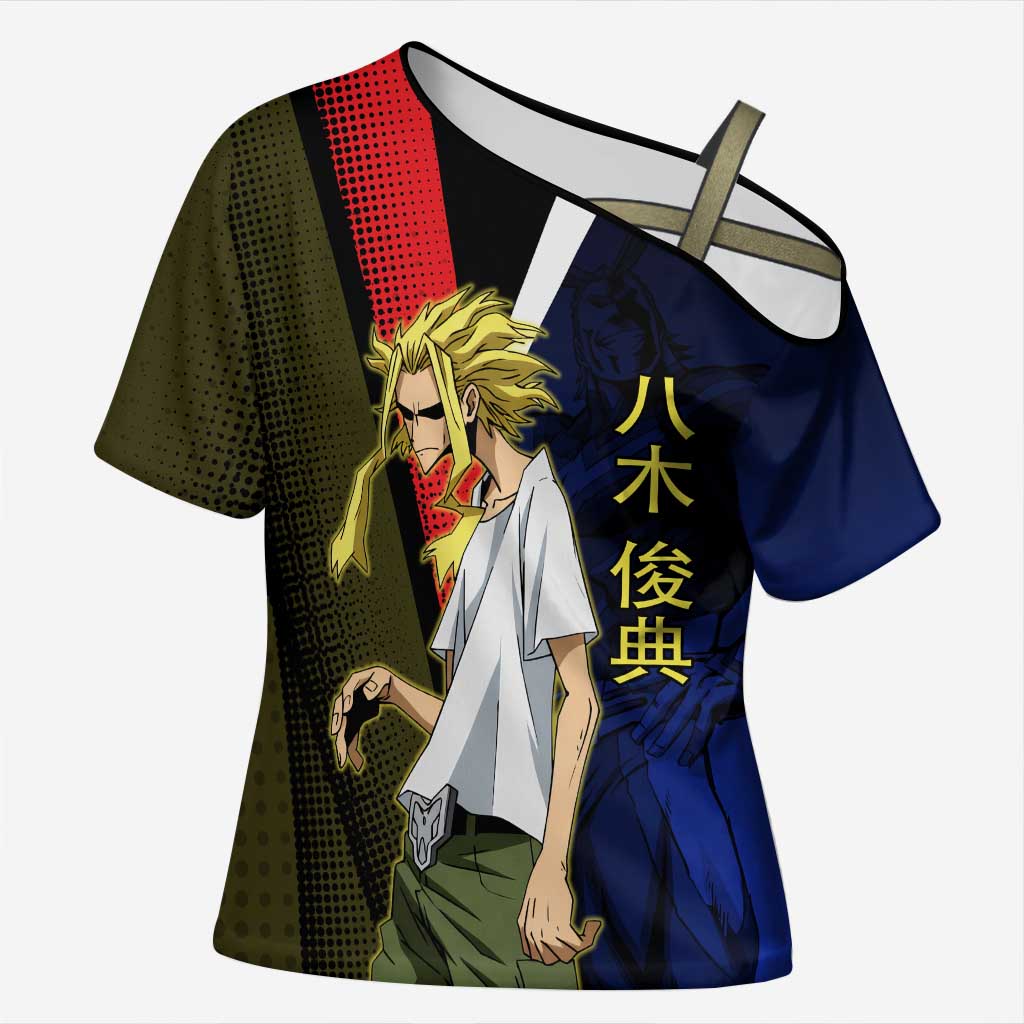 All Might Dual Form Cross Shoulder Shirt Japanese Comic Book Style