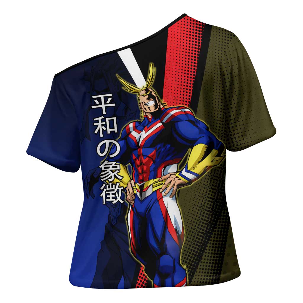All Might Dual Form Cross Shoulder Shirt Japanese Comic Book Style