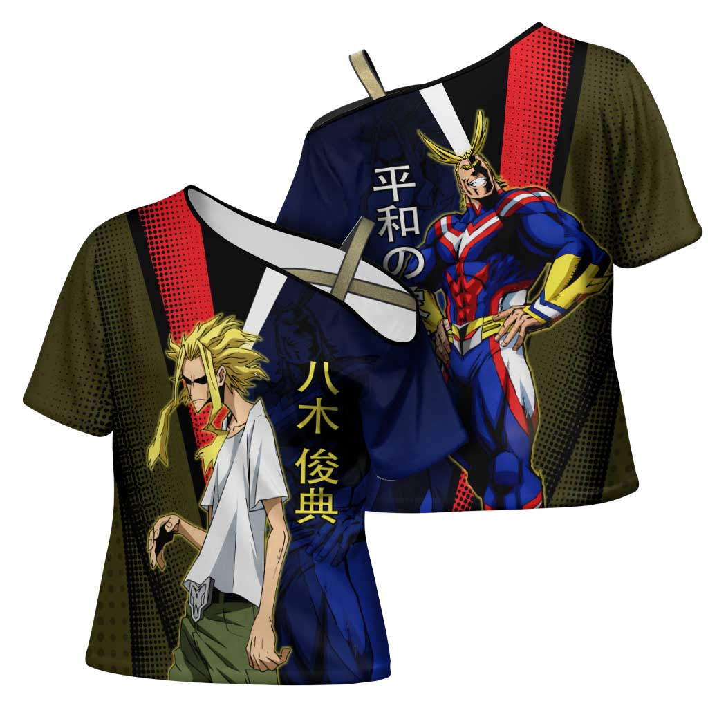 All Might Dual Form Cross Shoulder Shirt Japanese Comic Book Style