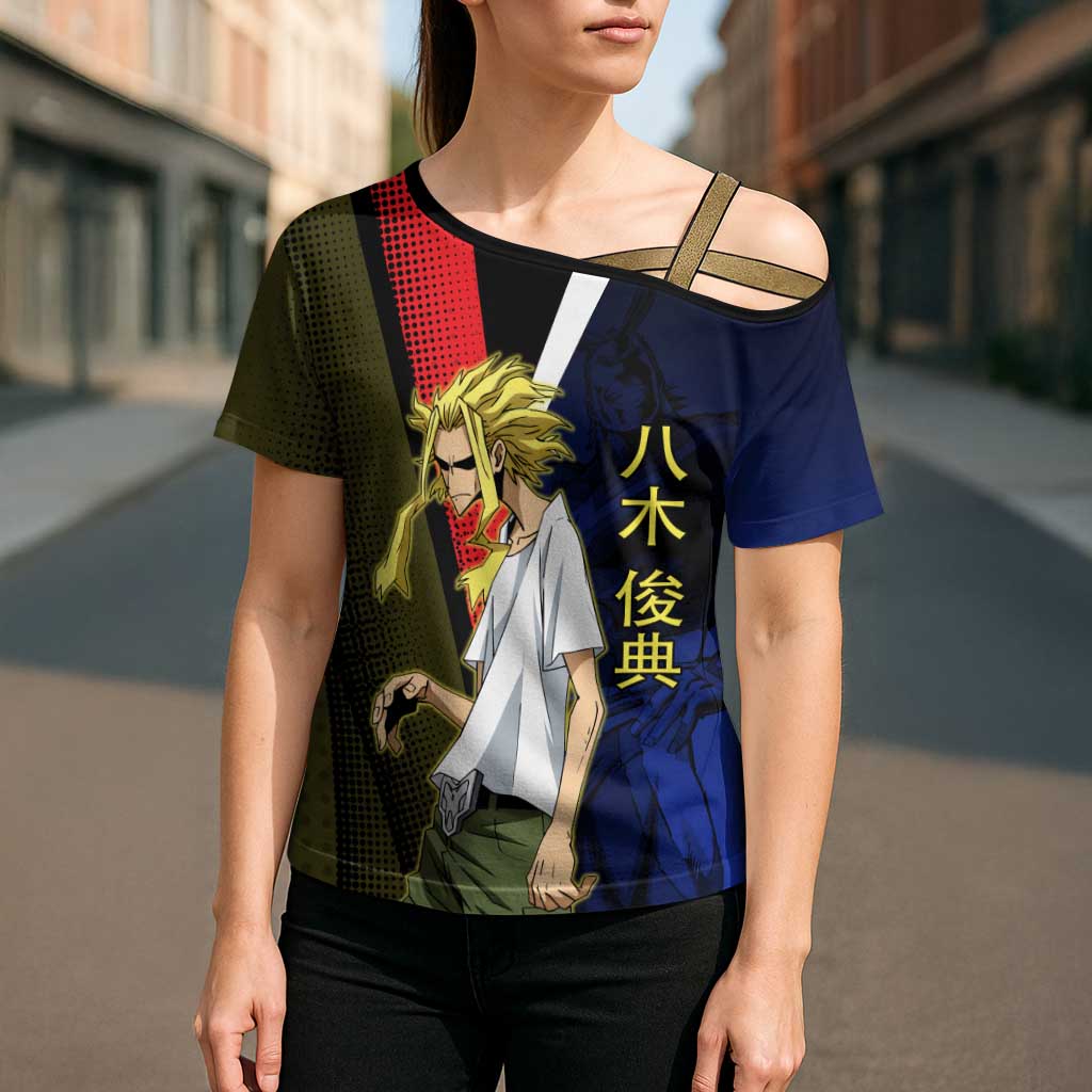 All Might Dual Form Cross Shoulder Shirt Japanese Comic Book Style