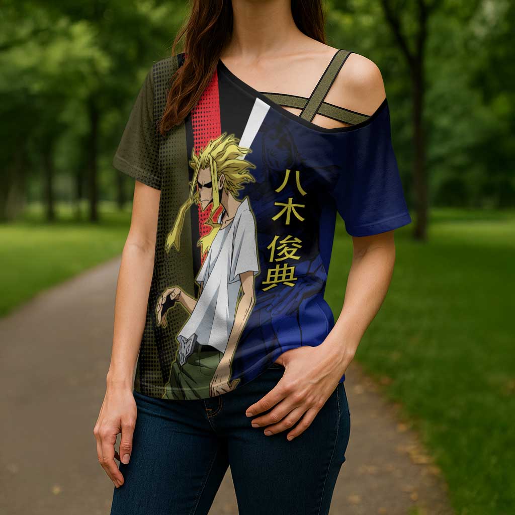 All Might Dual Form Cross Shoulder Shirt Japanese Comic Book Style