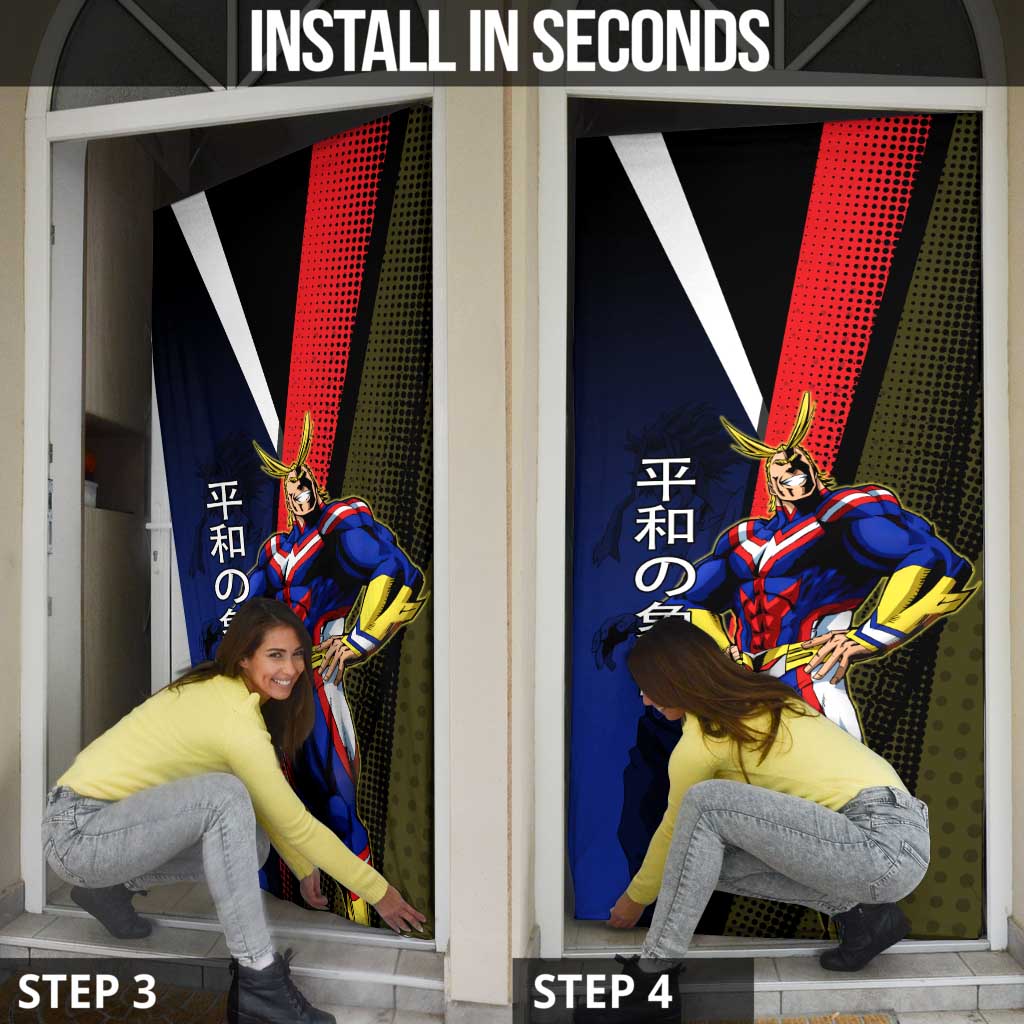 All Might Dual Form Door Cover Japanese Comic Book Style