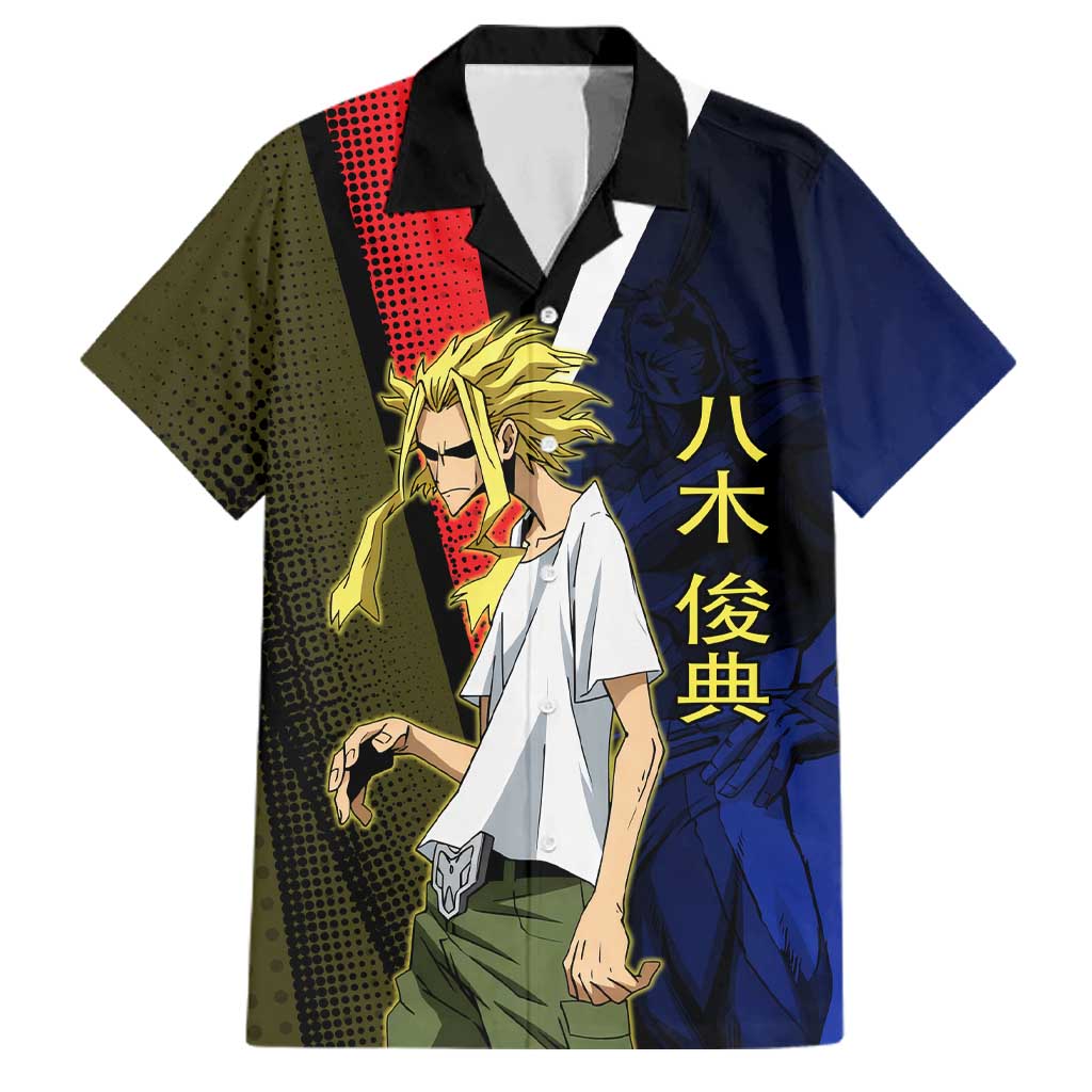 All Might Dual Form Family Matching Off Shoulder Maxi Dress and Hawaiian Shirt Japanese Comic Book Style