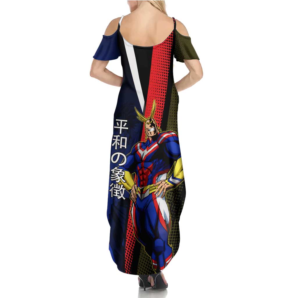 All Might Dual Form Family Matching Summer Maxi Dress and Hawaiian Shirt Japanese Comic Book Style