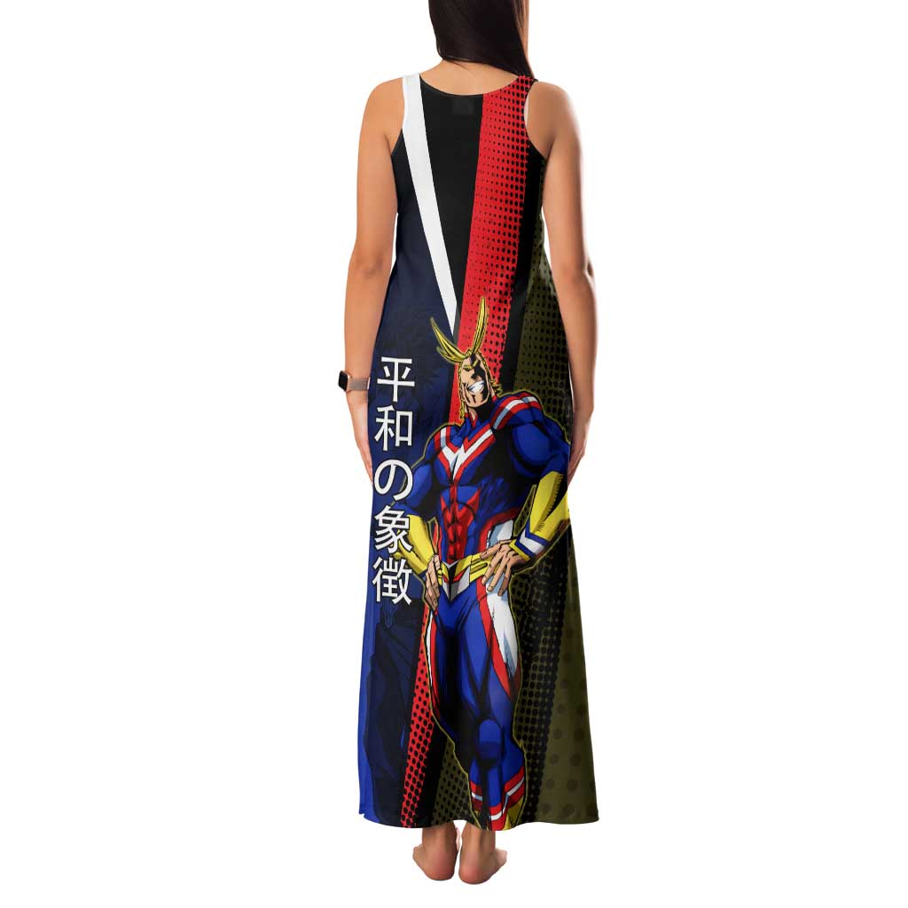 All Might Dual Form Family Matching Tank Maxi Dress and Hawaiian Shirt Japanese Comic Book Style