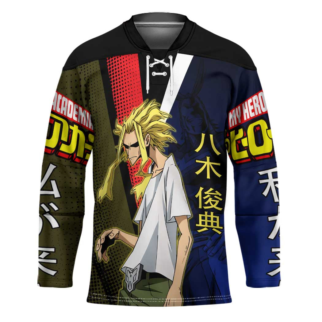 All Might Dual Form Hockey Jersey Japanese Comic Book Style