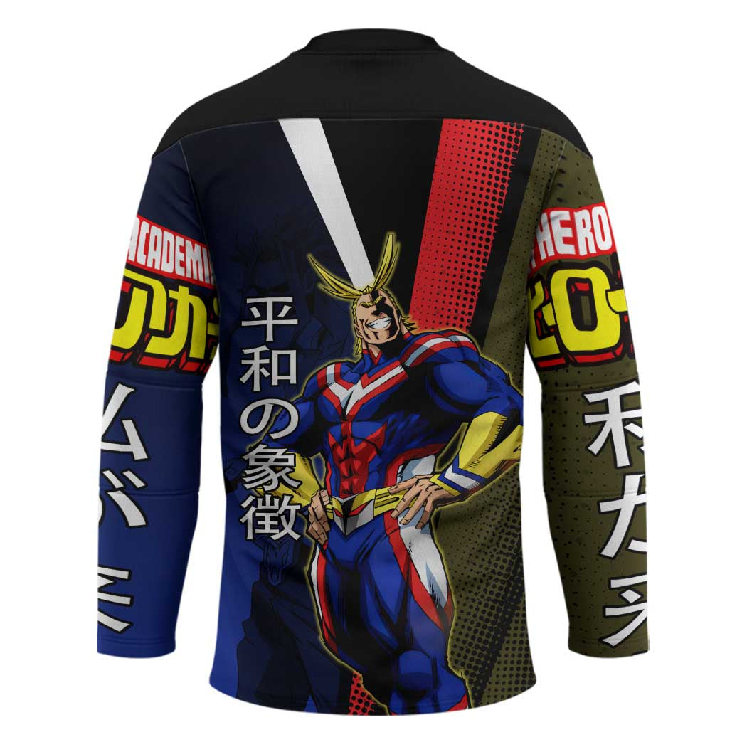 All Might Dual Form Hockey Jersey Japanese Comic Book Style