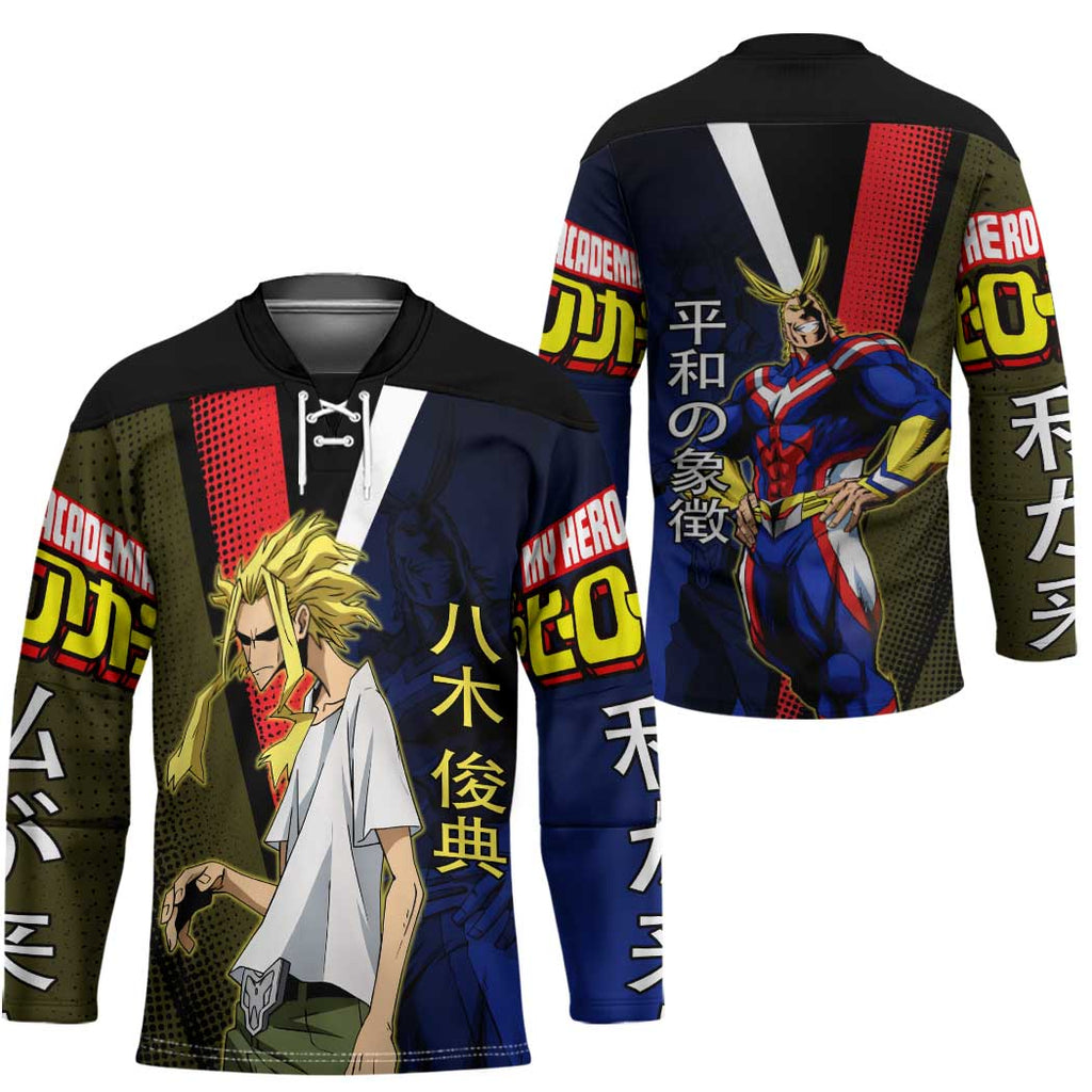 All Might Dual Form Hockey Jersey Japanese Comic Book Style