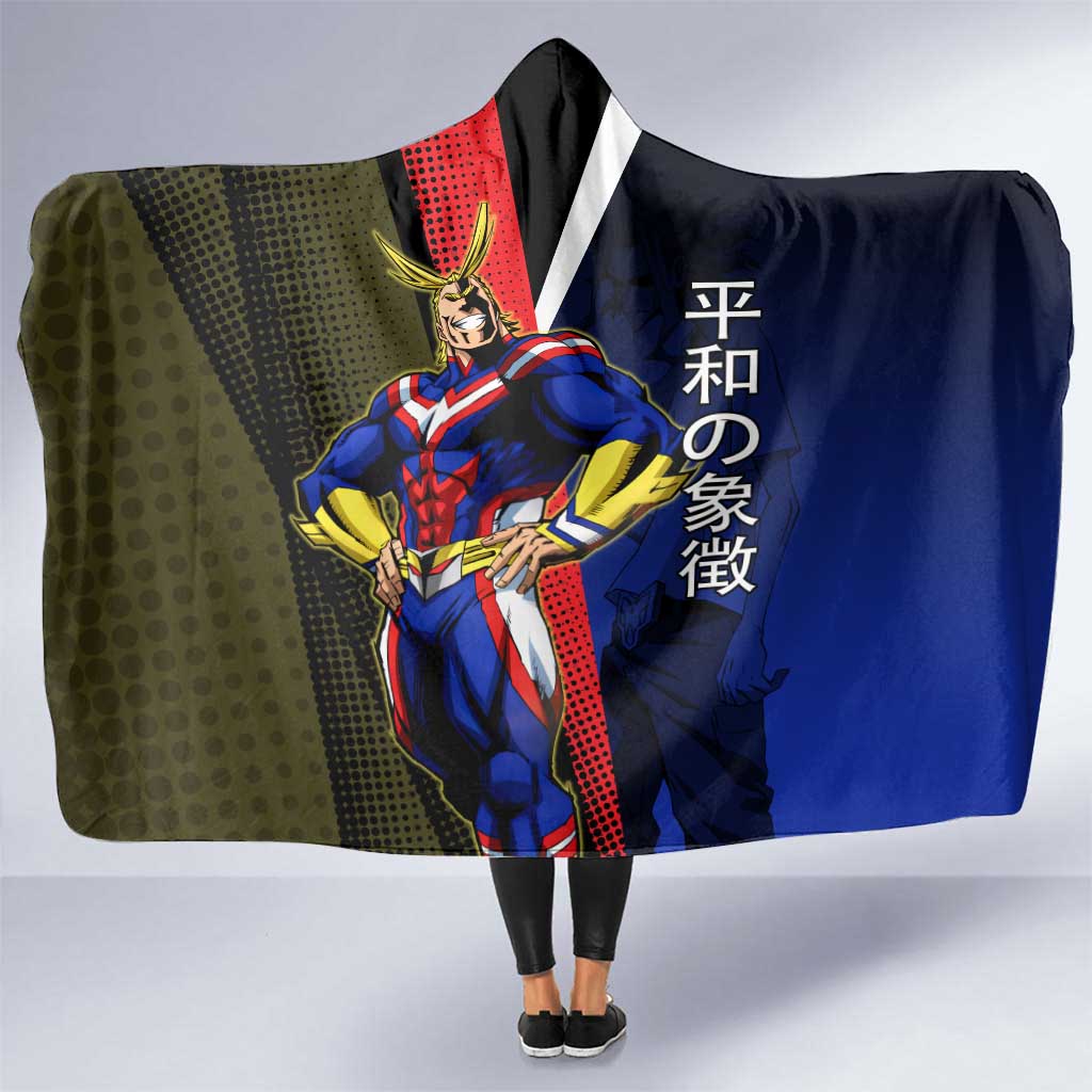 All Might Dual Form Hooded Blanket Japanese Comic Book Style