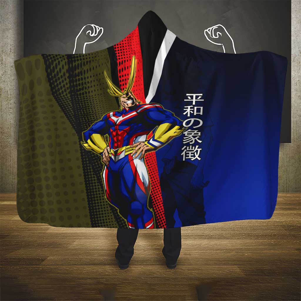 All Might Dual Form Hooded Blanket Japanese Comic Book Style
