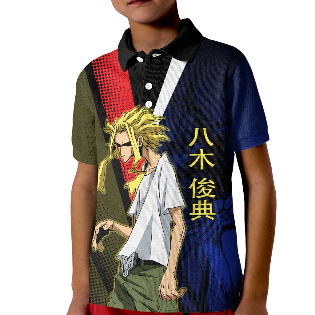 All Might Dual Form Kid Polo Shirt Japanese Comic Book Style
